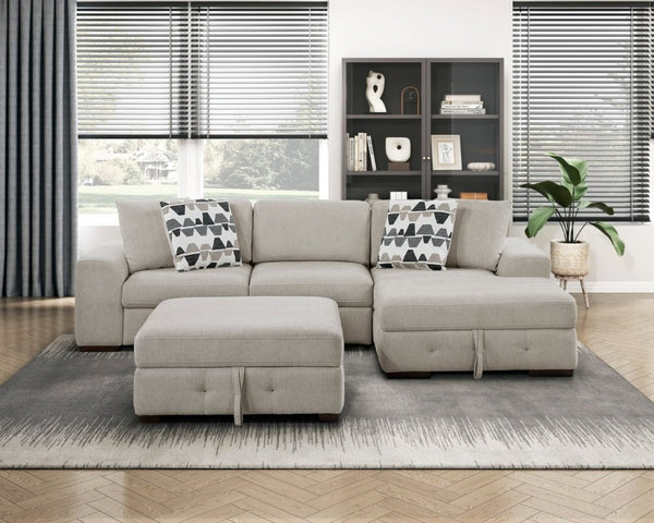 English Elm Modern Tufted Chenille Chaise with Hidden Storage for Contemporary Living Rooms Right Side Chaise B011P555726