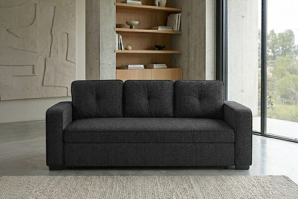 English Elm Sleeper Sofa with Pull Out Bed Tufted Chenille Upholstery for Contemporary Living Spaces Black B011P556625