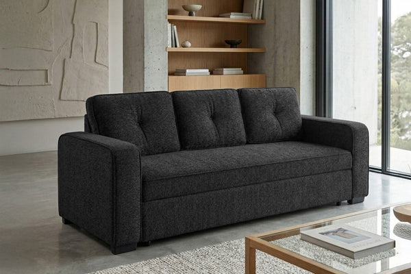 English Elm Sleeper Sofa with Pull Out Bed Tufted Chenille Upholstery for Contemporary Living Spaces Black B011P556625