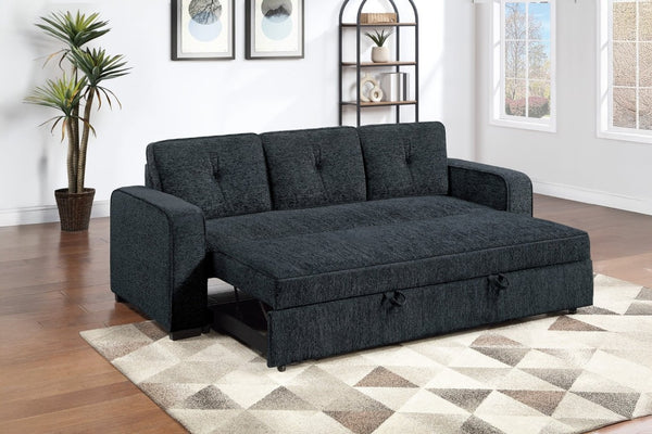 English Elm Sleeper Sofa with Pull Out Bed Tufted Chenille Upholstery for Contemporary Living Spaces Black B011P556625