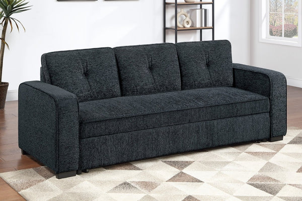 English Elm Sleeper Sofa with Pull Out Bed Tufted Chenille Upholstery for Contemporary Living Spaces Black B011P556625