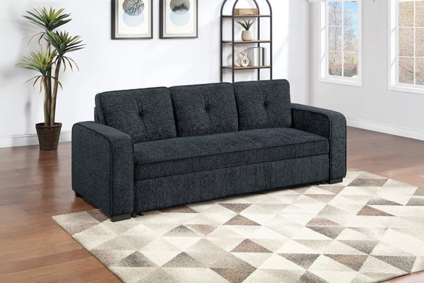 English Elm Sleeper Sofa with Pull Out Bed Tufted Chenille Upholstery for Contemporary Living Spaces Black B011P556625