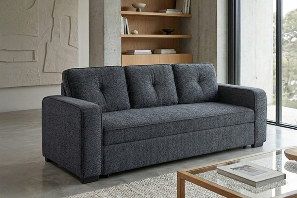 English Elm Sleeper Sofa with Pull Out Bed Tufted Chenille Upholstery for Contemporary Living Spaces Dark Gray B011P556627
