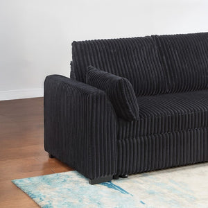English Elm Sleeper Sofa with Pull Out Bed Fur Like Corduroy Upholstery Modern Living Room B011P556630