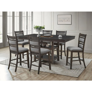 English Elm Set of 2 Upholstered Slat Back Counter Stools Solid Wood Frame Kitchen Island Chairs Gray B011P557692