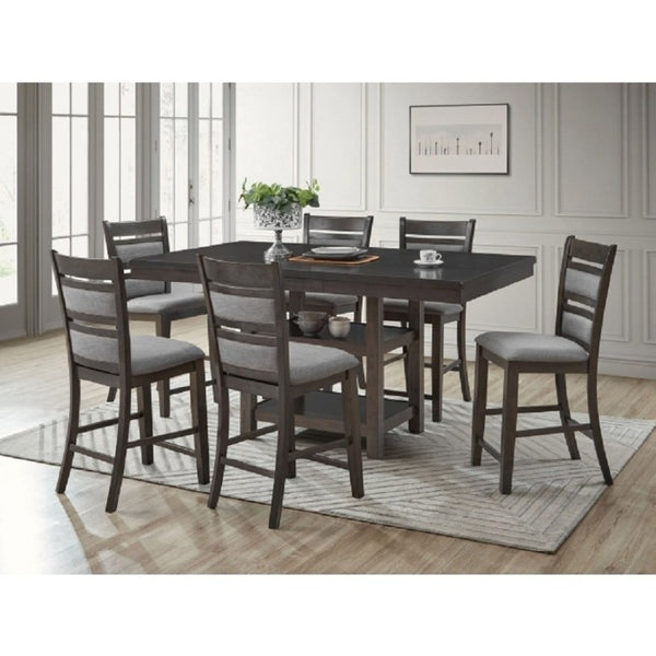 English Elm Set of 2 Upholstered Slat Back Counter Stools Solid Wood Frame Kitchen Island Chairs Gray B011P557692