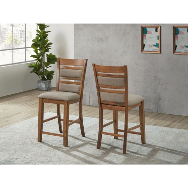 English Elm Set of 2 Upholstered Slat Back Counter Stools Solid Wood Frame Kitchen Island Chairs Brown B011P557693