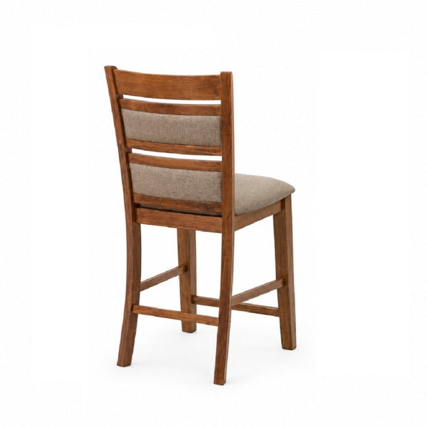 English Elm Set of 2 Upholstered Slat Back Counter Stools Solid Wood Frame Kitchen Island Chairs Brown B011P557693