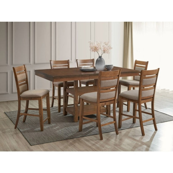 English Elm Set of 2 Upholstered Slat Back Counter Stools Solid Wood Frame Kitchen Island Chairs Brown B011P557693
