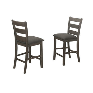 English Elm Gray Rubberwood Ladder Back Counter Chairs Set of 2 with Padded Seats for Kitchen Island B011P557724