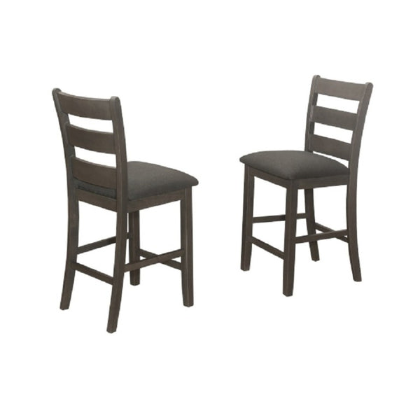 English Elm Gray Rubberwood Ladder Back Counter Chairs Set of 2 with Padded Seats for Kitchen Island B011P557724