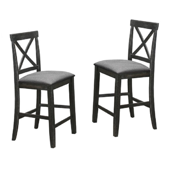 English Elm Antique Black X-Back Counter Chairs Set of 2 Padded Farmhouse Dining Seating B011P557732