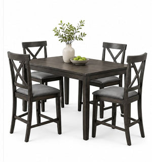 English Elm Antique Black X-Back Counter Chairs Set of 2 Padded Farmhouse Dining Seating B011P557732