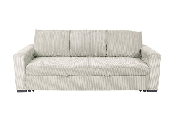English Elm Sleeper Sofa with Pull-Out Bed Corduroy Upholstered Modern Convertible Guest Room Couch Ivory B011P557733