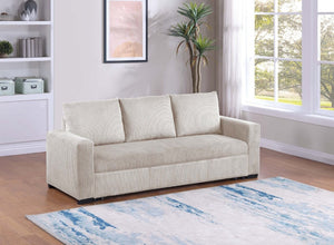 English Elm Sleeper Sofa with Pull-Out Bed Corduroy Upholstered Modern Convertible Guest Room Couch Ivory B011P557733