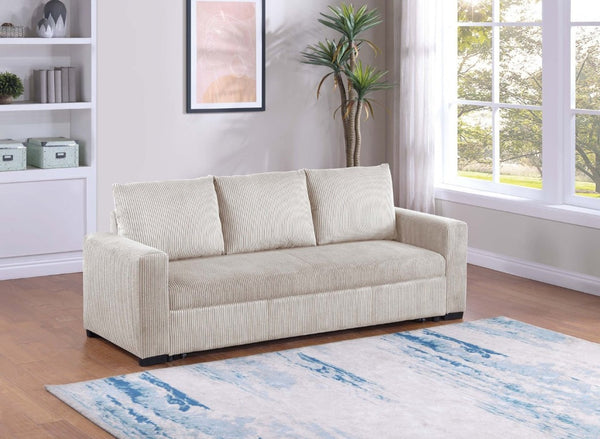English Elm Sleeper Sofa with Pull-Out Bed Corduroy Upholstered Modern Convertible Guest Room Couch Ivory B011P557733