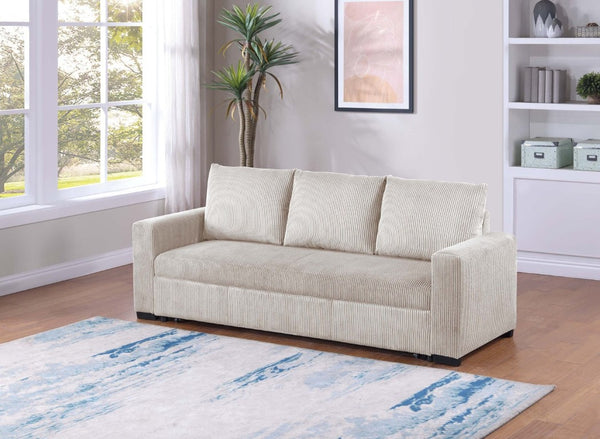 English Elm Sleeper Sofa with Pull-Out Bed Corduroy Upholstered Modern Convertible Guest Room Couch Ivory B011P557733