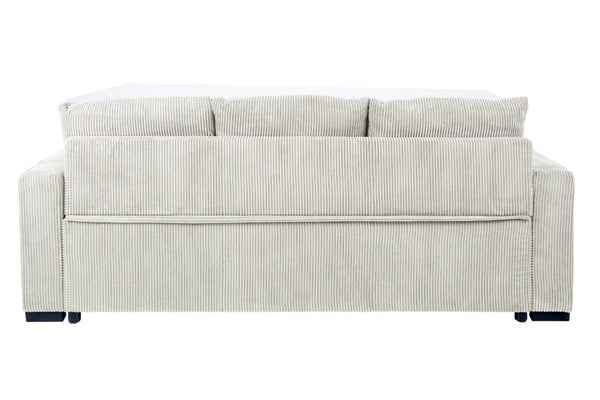 English Elm Sleeper Sofa with Pull-Out Bed Corduroy Upholstered Modern Convertible Guest Room Couch Ivory B011P557733