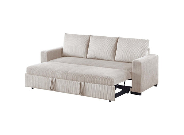English Elm Sleeper Sofa with Pull-Out Bed Corduroy Upholstered Modern Convertible Guest Room Couch Ivory B011P557733