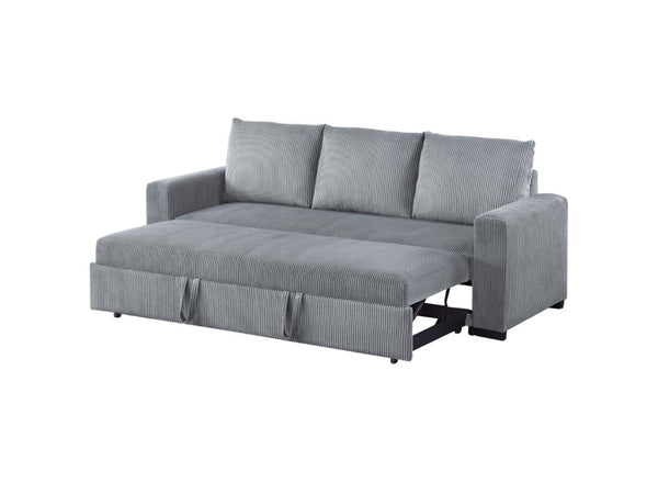 English Elm Sleeper Sofa with Pull-Out Bed Corduroy Upholstered Modern Convertible Guest Room Couch Fog B011P557735