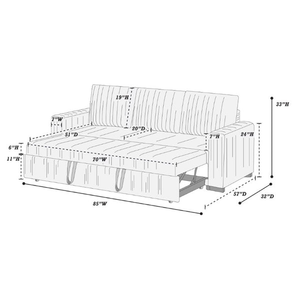 English Elm Sleeper Sofa with Pull-Out Bed Corduroy Upholstered Modern Convertible Guest Room Couch Fog B011P557735