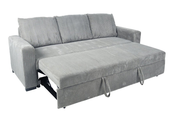 English Elm Sleeper Sofa with Pull-Out Bed Corduroy Upholstered Modern Convertible Guest Room Couch Fog B011P557735