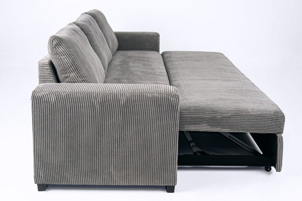 English Elm Sleeper Sofa with Pull-Out Bed Corduroy Upholstered Modern Convertible Guest Room Couch Fog B011P557735