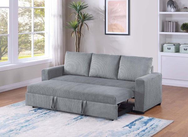 English Elm Sleeper Sofa with Pull-Out Bed Corduroy Upholstered Modern Convertible Guest Room Couch Fog B011P557735