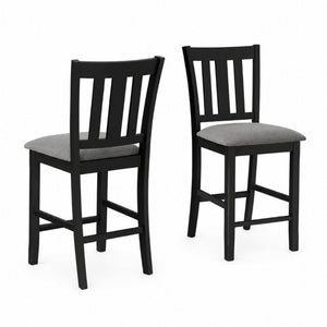 English Elm Black Slat Back Rubberwood Counter Chairs with Cushioned Seats for Dining Rooms Set of 2 Black B011P557739