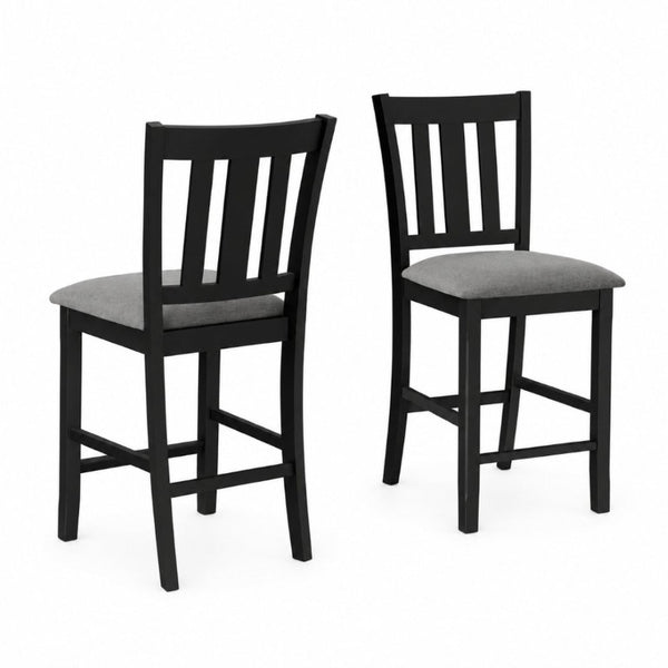 English Elm Black Slat Back Rubberwood Counter Chairs with Cushioned Seats for Dining Rooms Set of 2 Black B011P557739