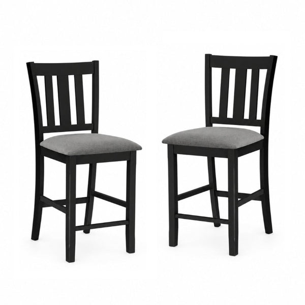 English Elm Black Slat Back Rubberwood Counter Chairs with Cushioned Seats for Dining Rooms Set of 2 Black B011P557739