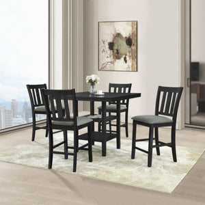 English Elm Black Slat Back Rubberwood Counter Chairs with Cushioned Seats for Dining Rooms Set of 2 Black B011P557739