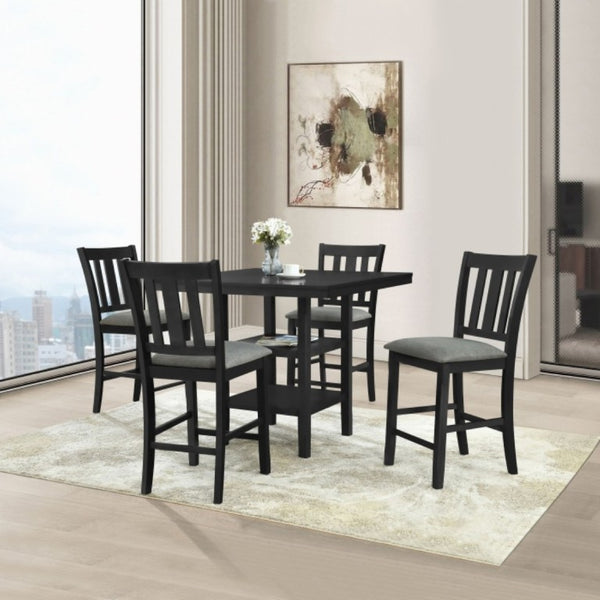 English Elm Black Slat Back Rubberwood Counter Chairs with Cushioned Seats for Dining Rooms Set of 2 Black B011P557739