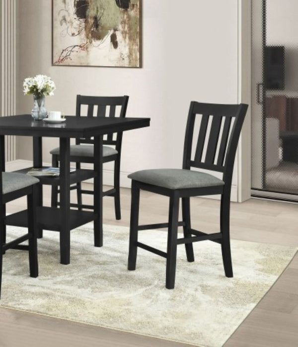 English Elm Black Slat Back Rubberwood Counter Chairs with Cushioned Seats for Dining Rooms Set of 2 Black B011P557739