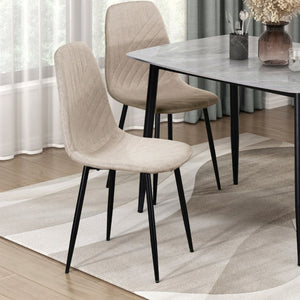 English Elm Contemporary Taupe Polyester Dining Chairs Set of 4 with Stitching and Iron Legs B011P560974