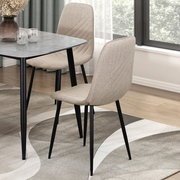 English Elm Contemporary Taupe Polyester Dining Chairs Set of 4 with Stitching and Iron Legs B011P560974