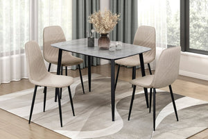 English Elm Contemporary Taupe Polyester Dining Chairs Set of 4 with Stitching and Iron Legs B011P560974