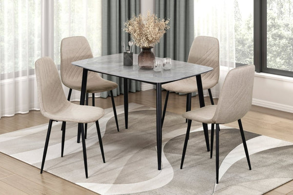 English Elm Contemporary Taupe Polyester Dining Chairs Set of 4 with Stitching and Iron Legs B011P560974