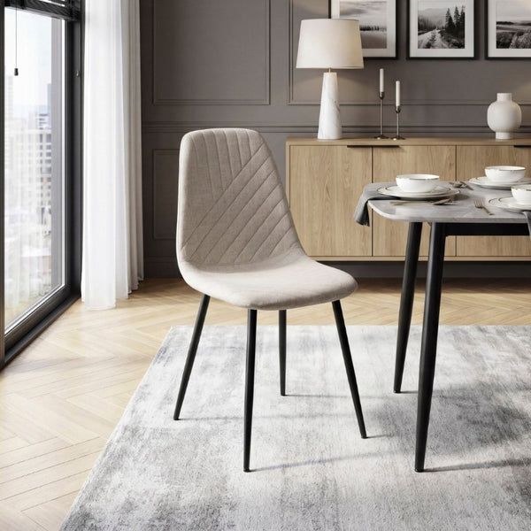 English Elm Contemporary Taupe Polyester Dining Chairs Set of 4 with Stitching and Iron Legs B011P560974