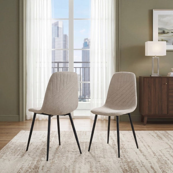 English Elm Contemporary Taupe Polyester Dining Chairs Set of 4 with Stitching and Iron Legs B011P560974