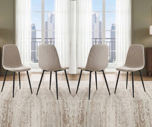 English Elm Contemporary Taupe Polyester Dining Chairs Set of 4 with Stitching and Iron Legs B011P560974