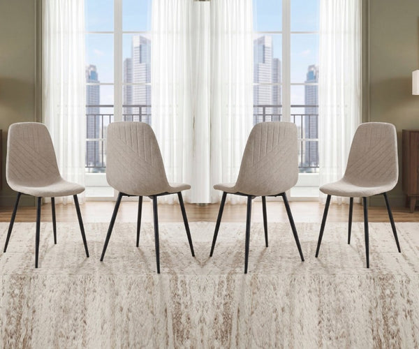 English Elm Contemporary Taupe Polyester Dining Chairs Set of 4 with Stitching and Iron Legs B011P560974