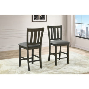 English Elm Black Slat Back Rubberwood Counter Chairs with Cushioned Seats for Dining Rooms Set of 2 Gray B011P560982