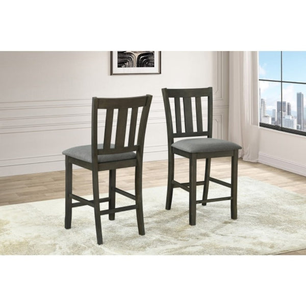 English Elm Black Slat Back Rubberwood Counter Chairs with Cushioned Seats for Dining Rooms Set of 2 Gray B011P560982