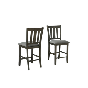 English Elm Black Slat Back Rubberwood Counter Chairs with Cushioned Seats for Dining Rooms Set of 2 Gray B011P560982