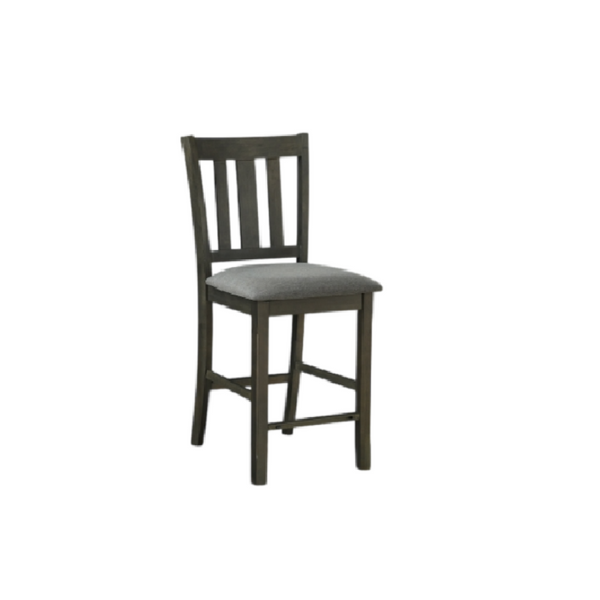 English Elm Black Slat Back Rubberwood Counter Chairs with Cushioned Seats for Dining Rooms Set of 2 Gray B011P560982