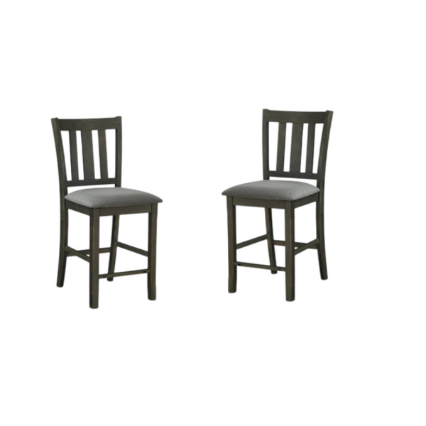 English Elm Black Slat Back Rubberwood Counter Chairs with Cushioned Seats for Dining Rooms Set of 2 Gray B011P560982