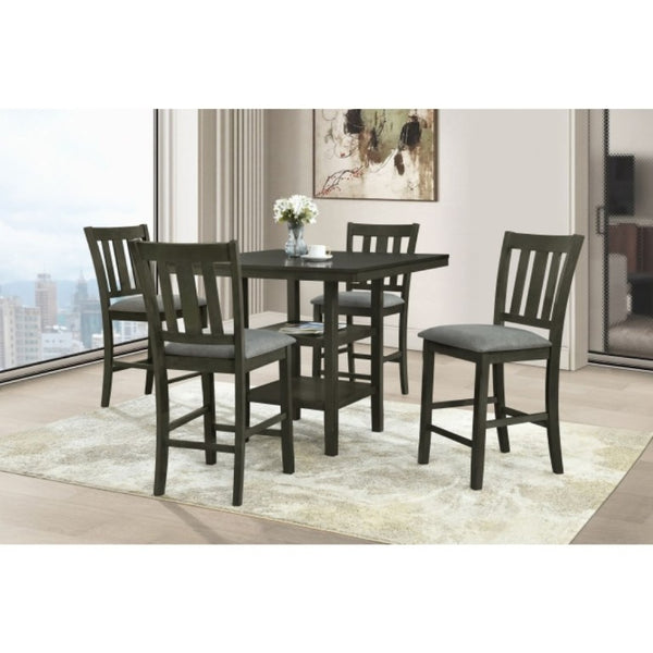 English Elm Black Slat Back Rubberwood Counter Chairs with Cushioned Seats for Dining Rooms Set of 2 Gray B011P560982