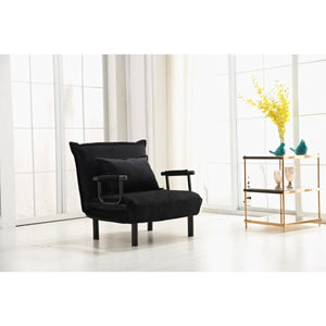 English Elm Fabric Click Clack Convertible Chair Polyester Upholstered Sleeper for Living Room Spaces Black B011P560984