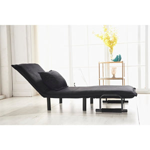 English Elm Fabric Click Clack Convertible Chair Polyester Upholstered Sleeper for Living Room Spaces Black B011P560984